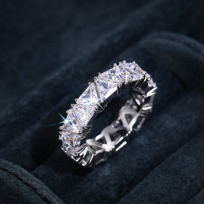 Full Eternity Triangle Gemstone Wedding Band in 925 Sterling Silver