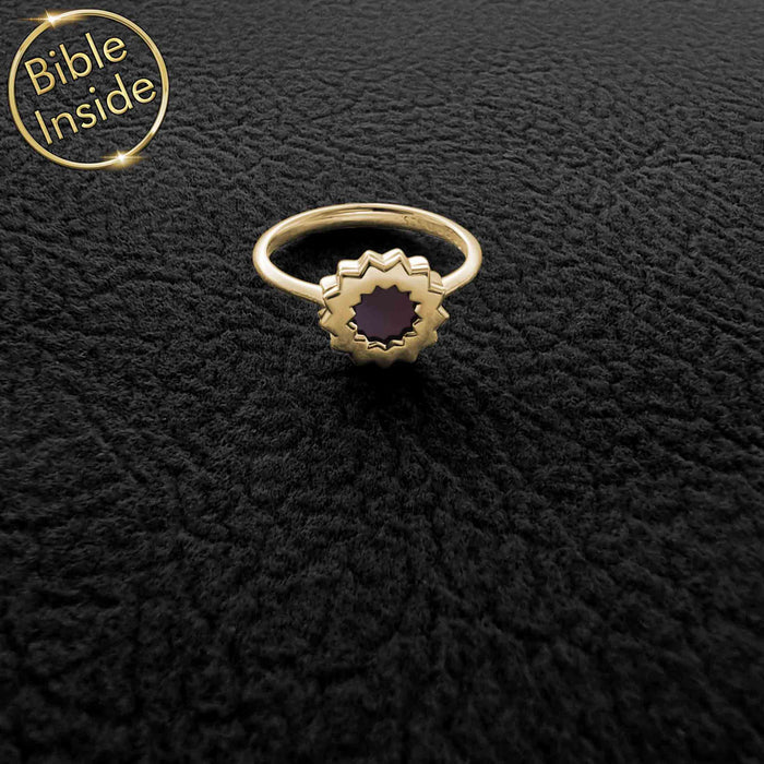 Delicate gold flower ring, everyday gift for Christian mom jewelry