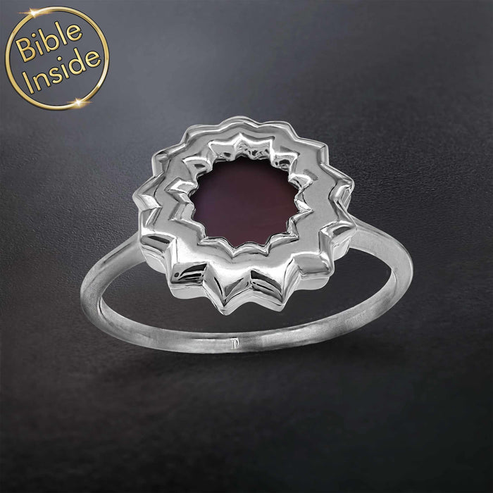 Christian mothers day gifts flower ring with nano Bible for gift for Christian mom