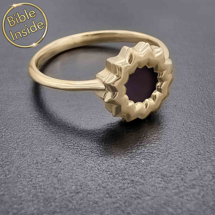 Elegant gold floral ring for daily wear, stylish gift for Christian mom