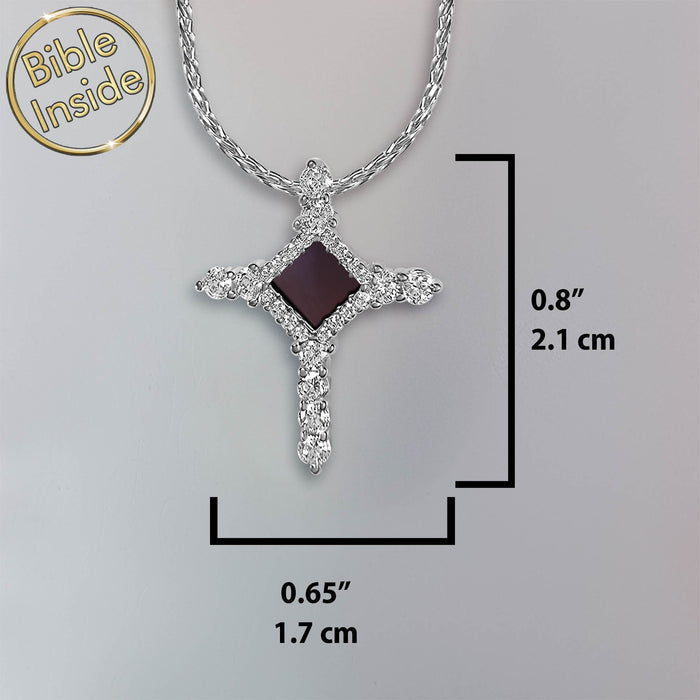 Teacher gift for Valentine's day – elegant cross pendant with micro Bible