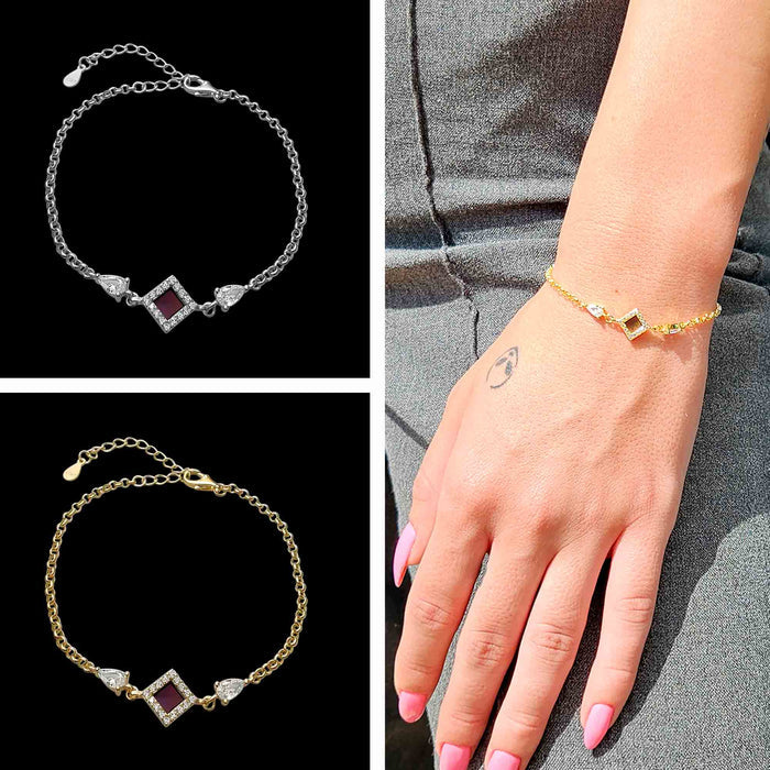 Gifts for her for valentines – rhombus bracelet with nano Bible chip