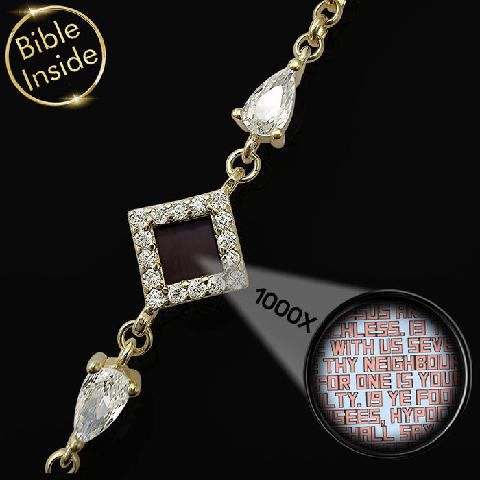 Gold bracelet with nano Bible technology, perfect valentines gifts for her