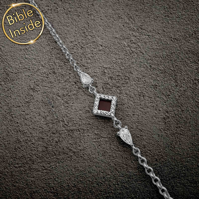 Silver bracelet with nano Bible technology, perfect valentines gifts for her