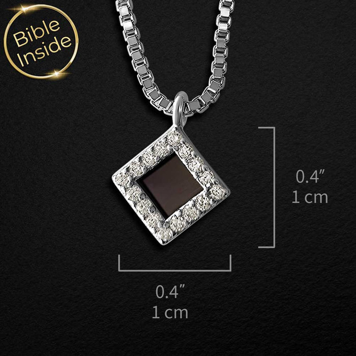 Best Christmas gifts for wife - rhombus pendant with micro Bible chip