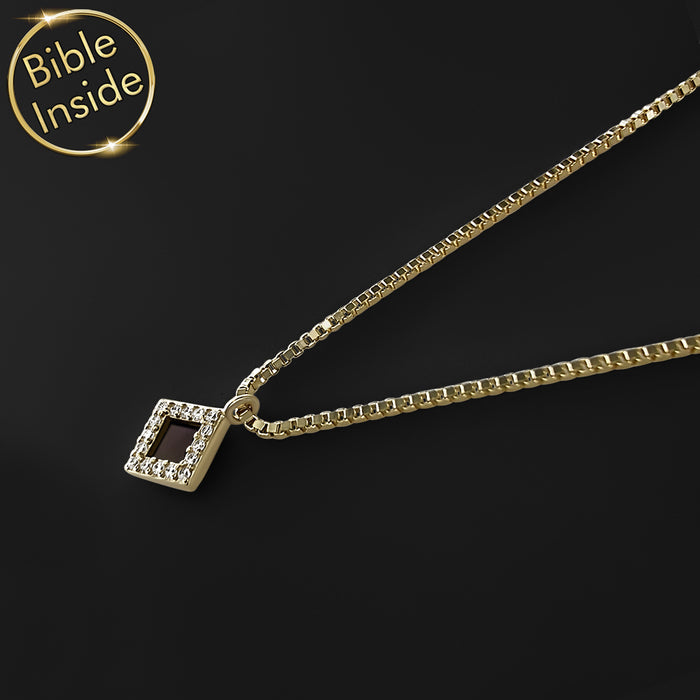 Christmas wife gift - rhombus nano Bible necklace Shlama