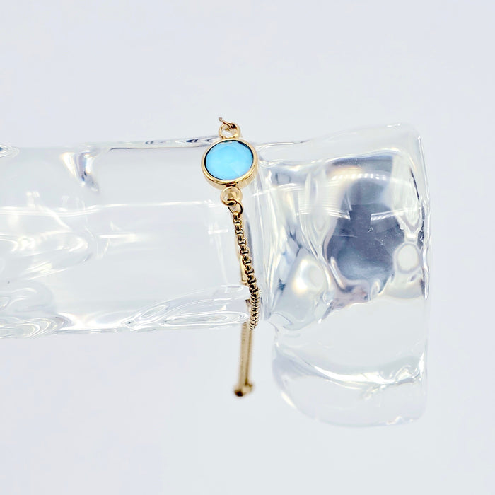 Gold Penis Noose Bracelet with Blue Gemstone