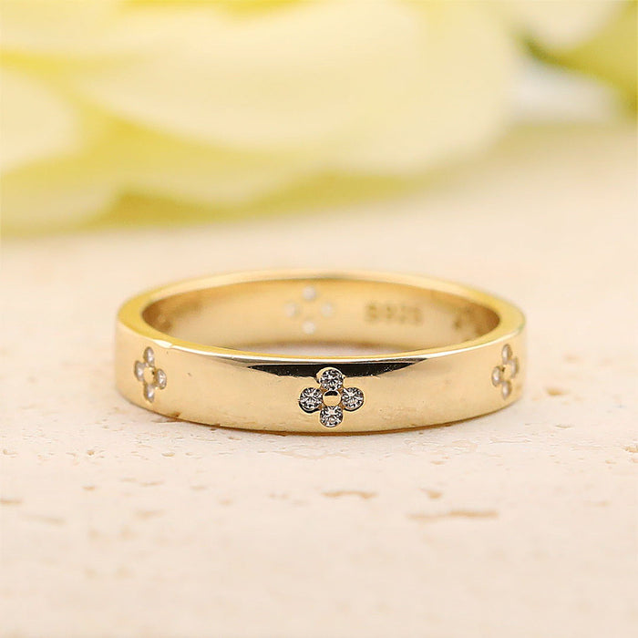 Golden Tone Art Carved Wedding Band