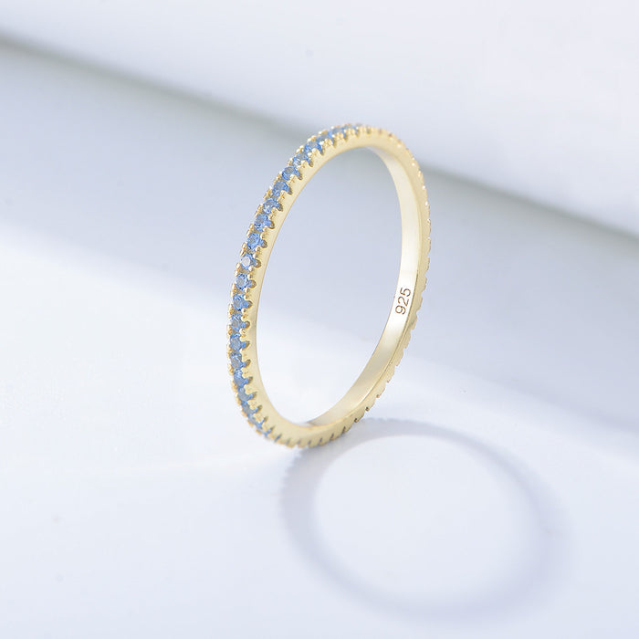 Golden Tone Multi-Color Eternity Band Stackable Ring
