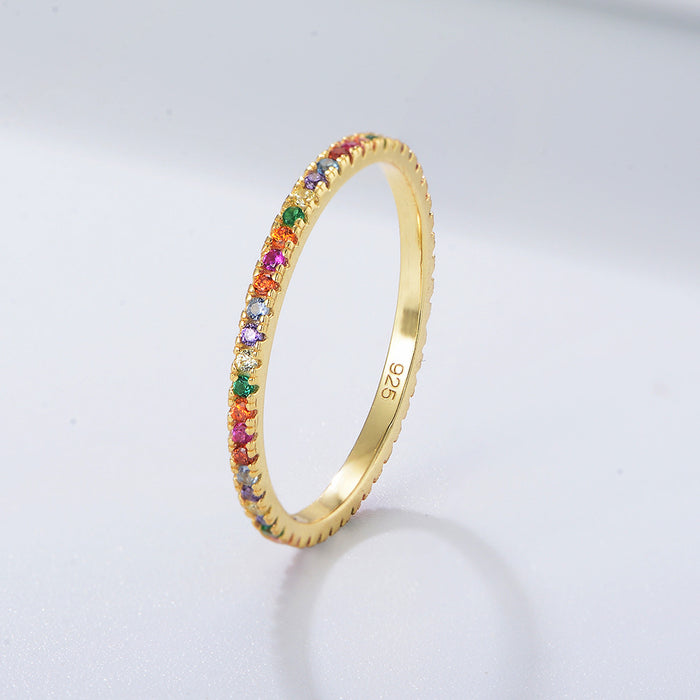 Golden Tone Multi-Color Eternity Band Stackable Ring