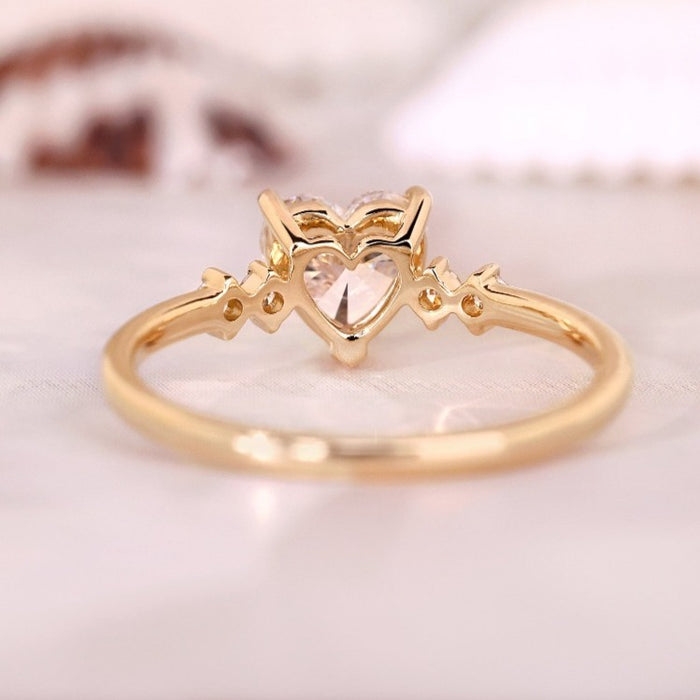 Golden Tone Solitaire Heart Cut Engagement Ring
