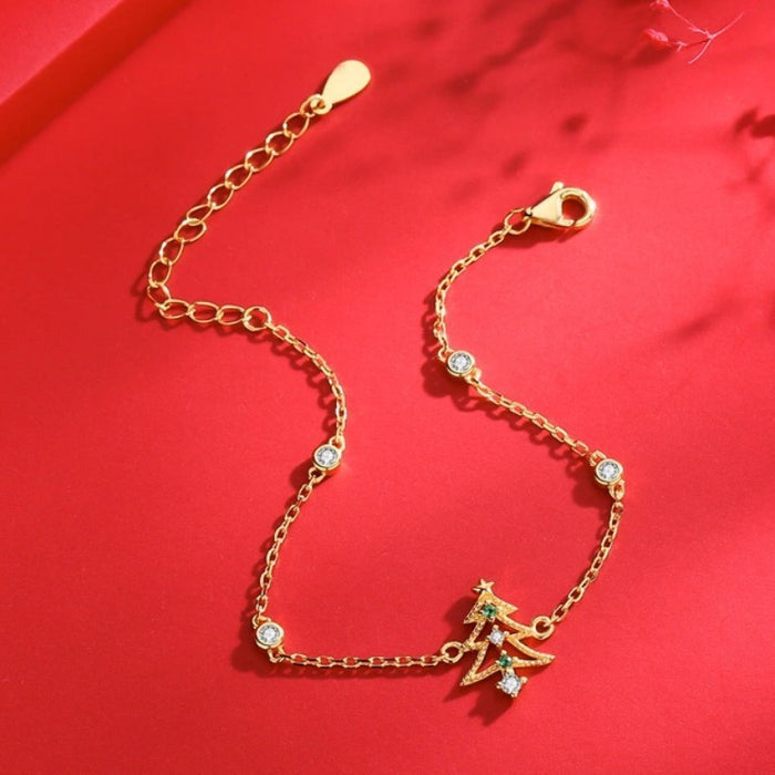 Golden Tone Sterling Silver Christmas Bracelet