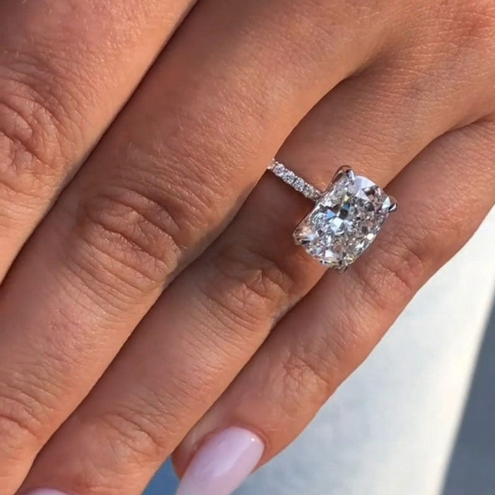 Gorgeous Elongate Cushion Cut Sterling Silver Engagement Ring