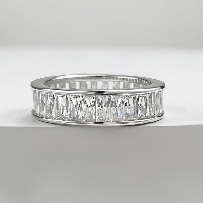 Gorgeous Princess Cut Paved Sterling Silver Band