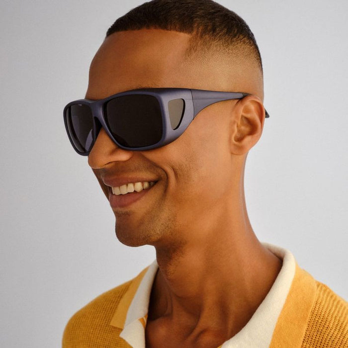 Gymea, Metallic Blue/Smoke Polarised Lenses