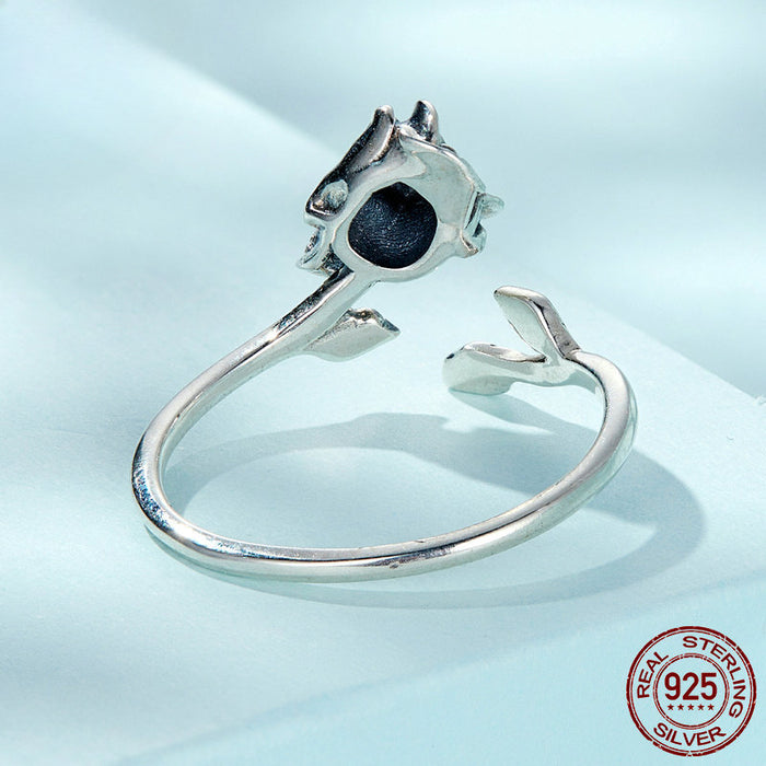 Halloween Rose ‌‌skeleton Sterling Silver Open Ring