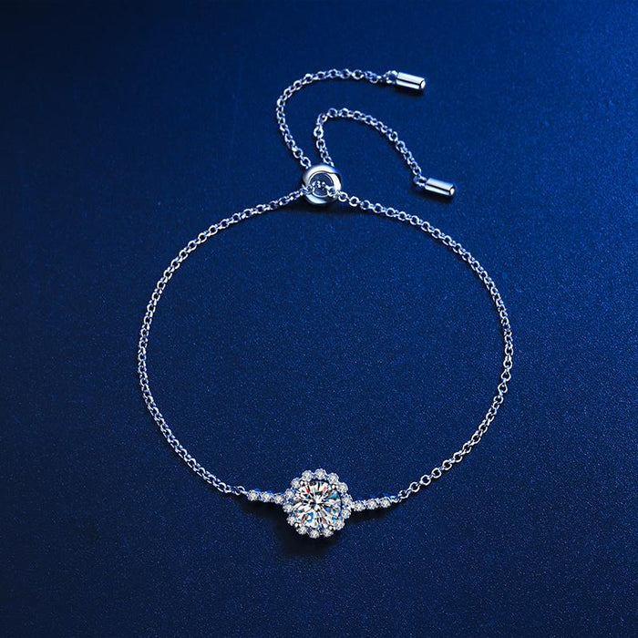 Halo 925 Sterling Silver Moissanite Stone Bracelet
