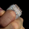 Handmade 10ctw Round Cut White Sapphire Pave Set Rose Gold Never Give Up Men's Ring