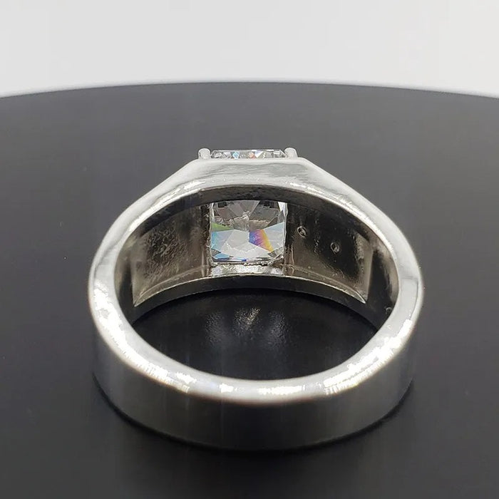 Handmade 3.5ct Radiant Cut White Sapphire Classic Sterling Silver Men's Ring