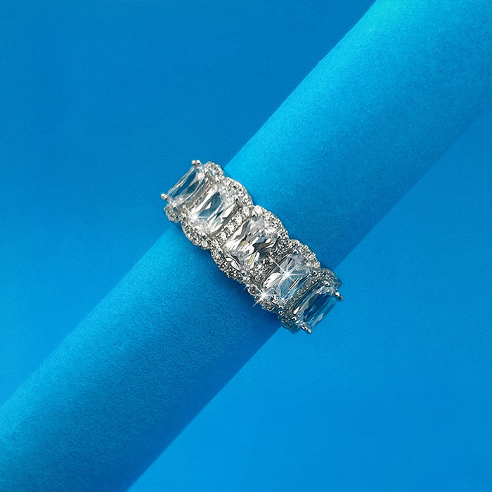 Handmade Halo Radiant Cut Eternity Wedding Band