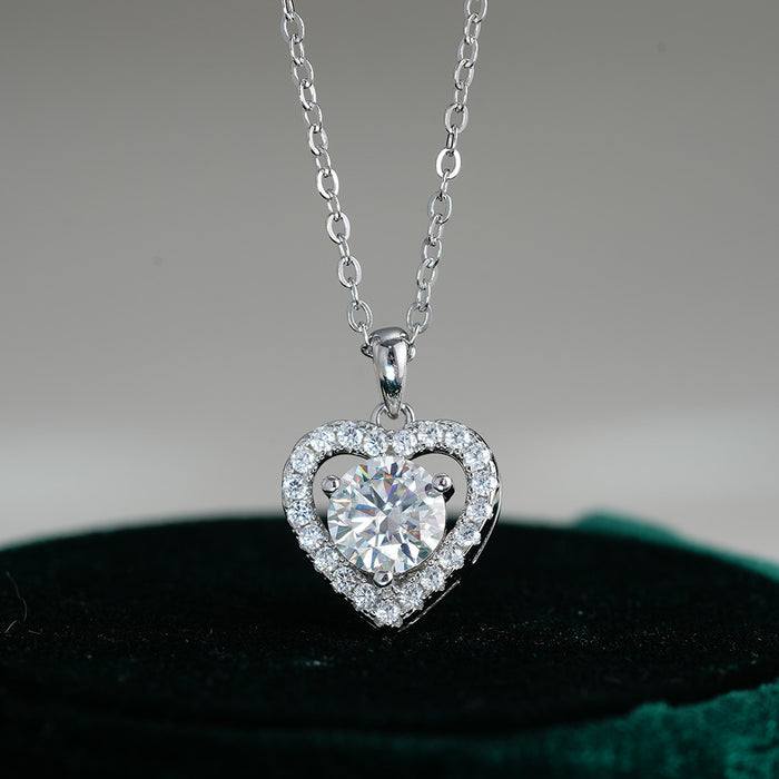 Heart Shape Pendant Moissanite Necklace in Sterling Silver