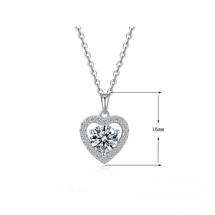 Heart Shape Pendant Moissanite Necklace in Sterling Silver