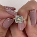 Hidden Halo Radiant Cut Engagement Ring  in Sterling Silver