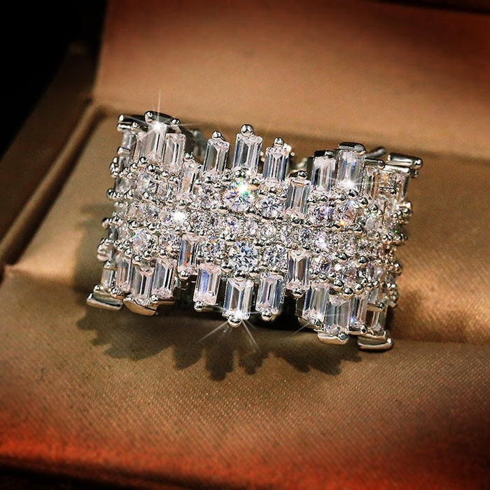 Irregular Multi Cut 925 Sterling Silver Band Ring