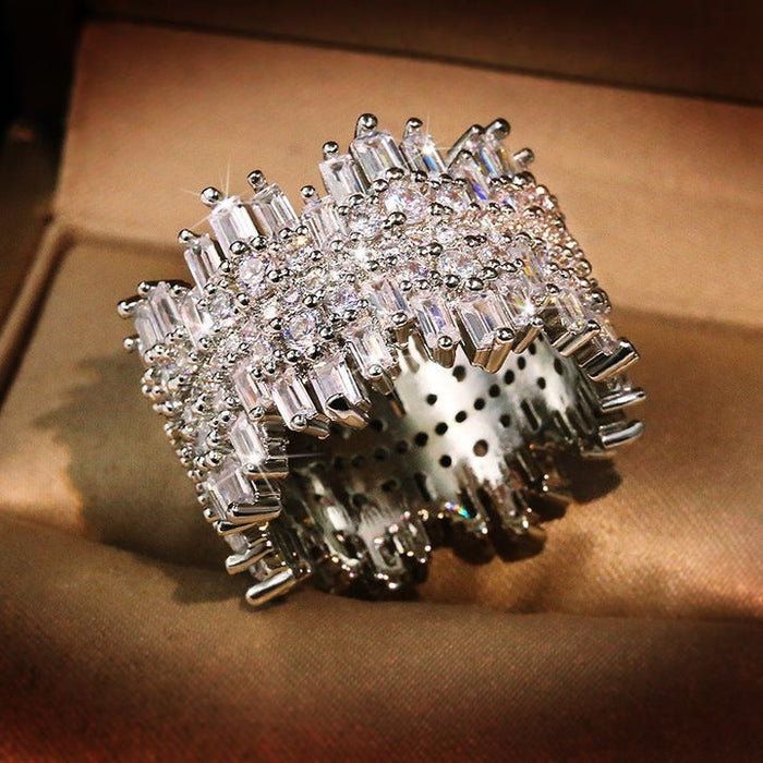 Irregular Multi Cut 925 Sterling Silver Band Ring