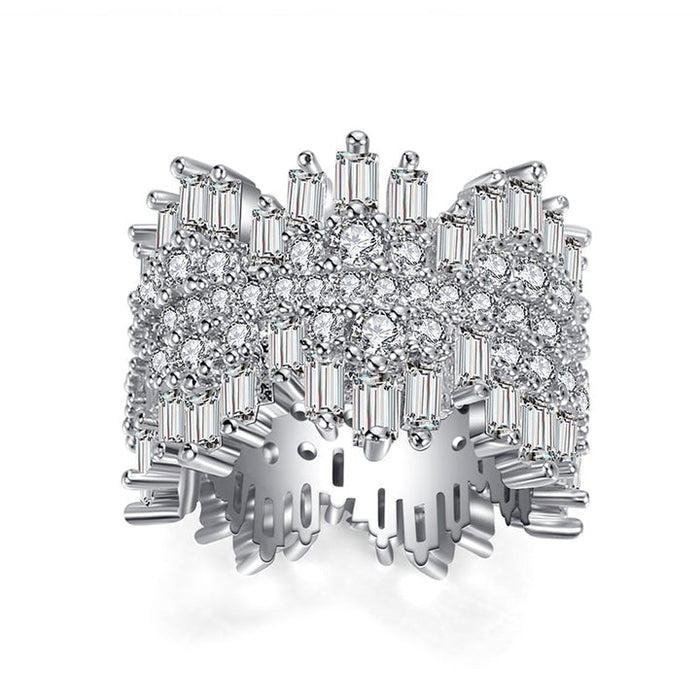 Irregular Multi Cut 925 Sterling Silver Band Ring