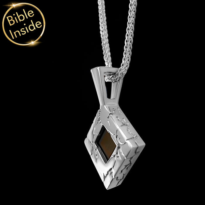 Christian jewelry for men with lightning symbol and CZ stones