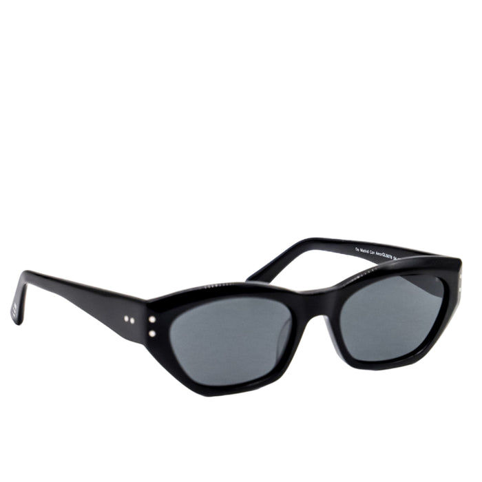 Black sunglasses with a white background