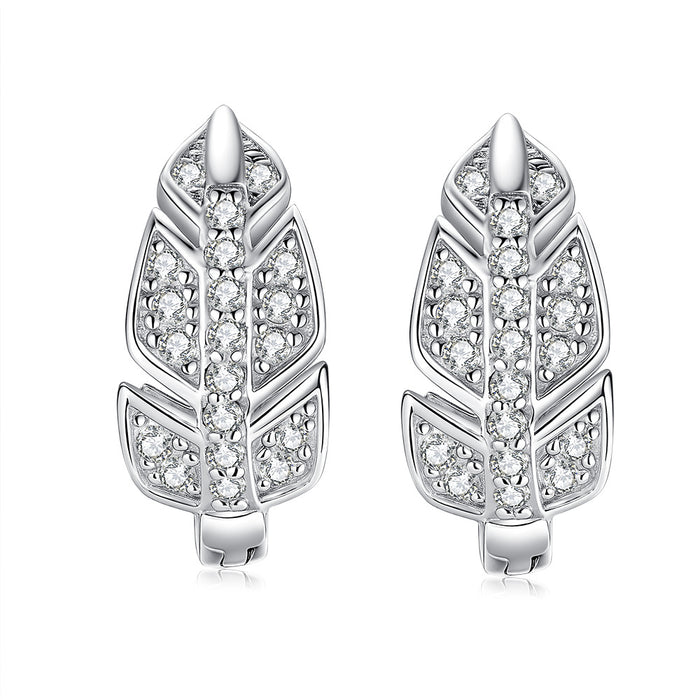 Leaf Design Moissanite Earrings in Sterling Silver