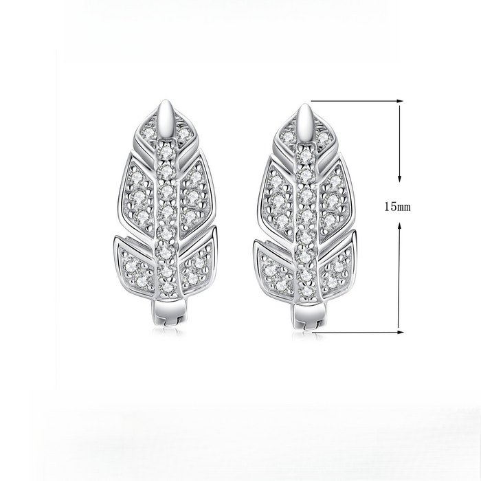 Leaf Design Moissanite Earrings in Sterling Silver