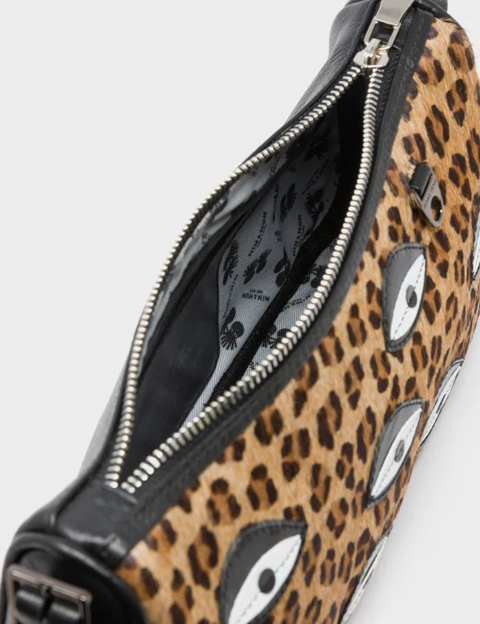 Lucas Hobo Mini Animal Print Handbag - All Over Eyes - Open