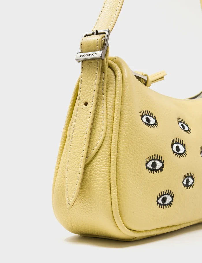 Lucas Hobo Mini Cocoon Handbag - All Over Eyes Embroidery - Side View