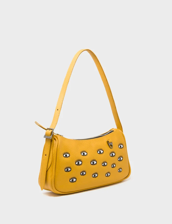 Lucas Hobo Mini Golden Glow Handbag - All Over Eyes Embroidery - Main View