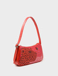 Lucas Hobo Mini Poppy Red Handbag - Retro Tiger Embroidery - Main View