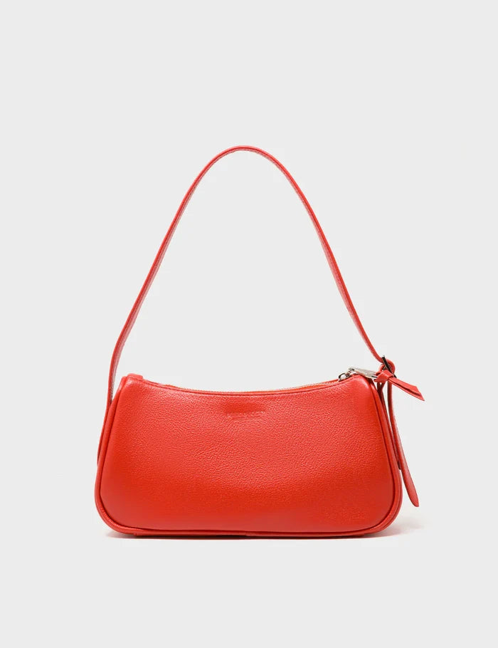 Lucas Hobo Mini Poppy Red Handbag - Retro Tiger Embroidery - Back View