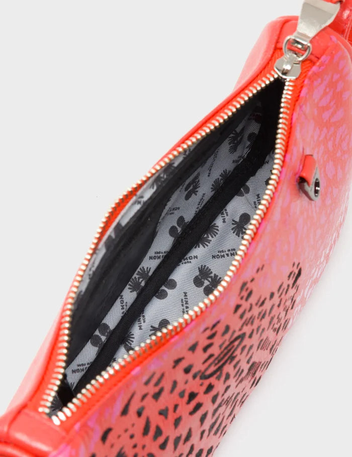 Lucas Hobo Mini Poppy Red Handbag - Retro Tiger Embroidery - Inside View
