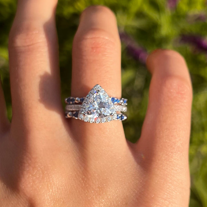 Luxury 3 Pcs Triangle Shape Sterling Silver Bridal Set