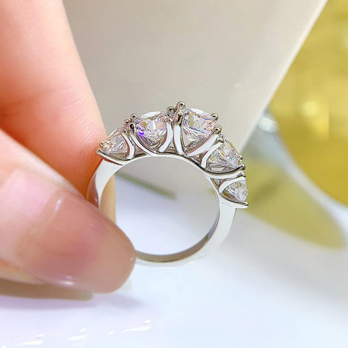 Luxury Five Stones Sterling Silver Band