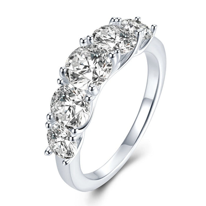 Luxury Five Stones Sterling Silver Band