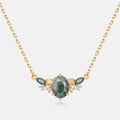 Luxury Natural Green Moss Agate Silver Neckalce