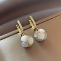 Luxury Opal Dangle Earrings In Golden Tone