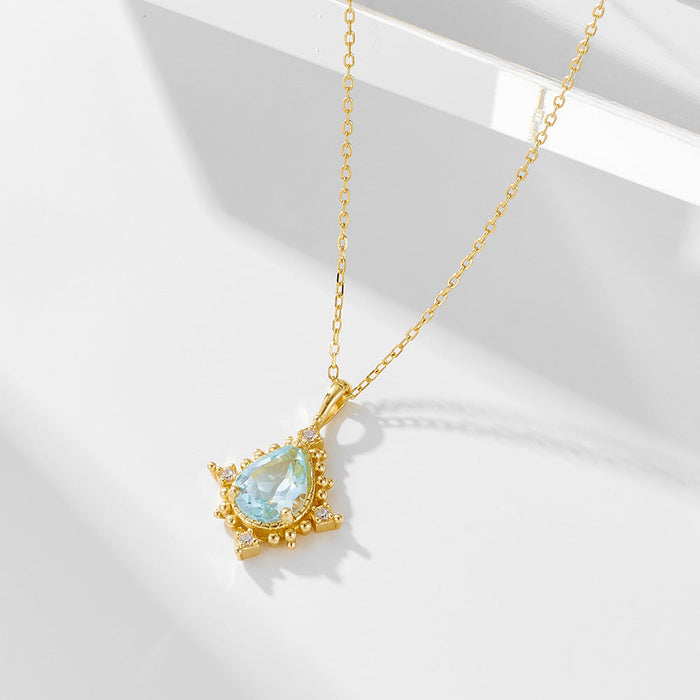 Luxury Pear Shape Topaz Pendant Necklace