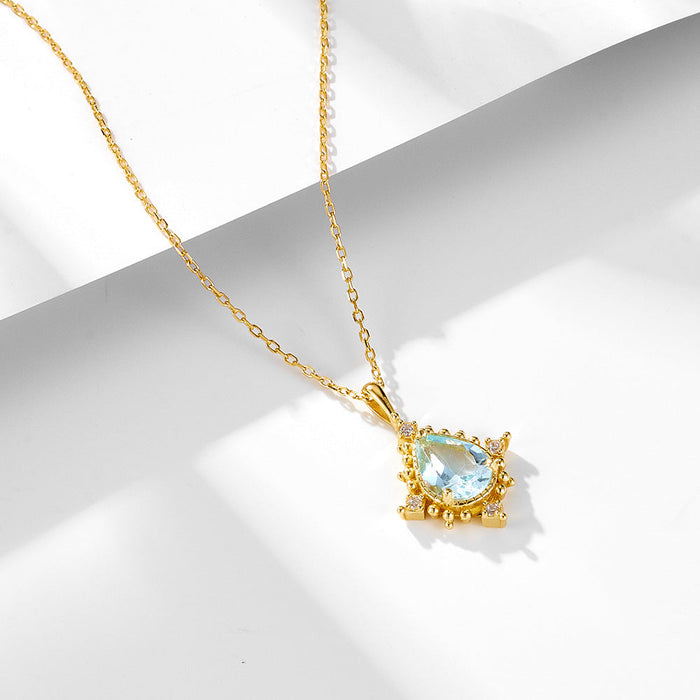 Luxury Pear Shape Topaz Pendant Necklace