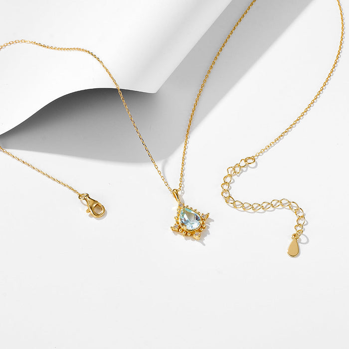 Luxury Pear Shape Topaz Pendant Necklace