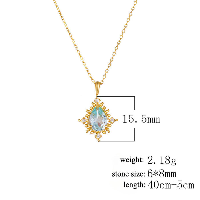 Luxury Pear Shape Topaz Pendant Necklace
