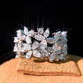 Marquise & Pear Cut Four-leaf Flower Wedding Band Split Shank in Sterling Silver